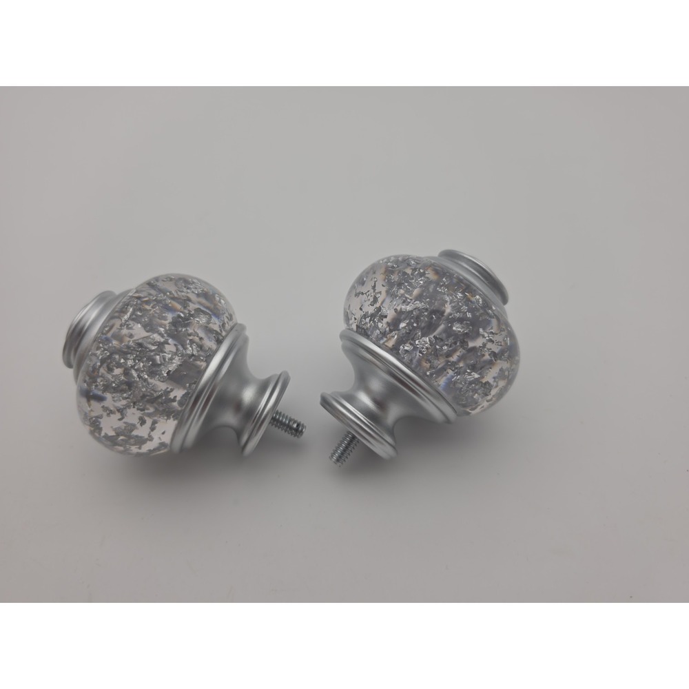 New USFOOK  2pck Window Treatment Finials for 1 or 7/8 Inch Curtain Rods, Silver